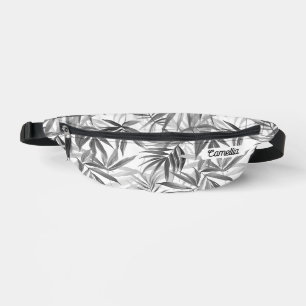 Moderne graue tropische Muster Name Custom Travel Bauchtasche