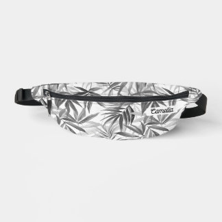 Moderne graue tropische Muster Name Custom Travel Bauchtasche