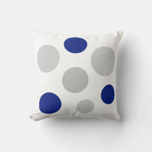 Moderne graue und blaue Kreise auf Weiß Kissen