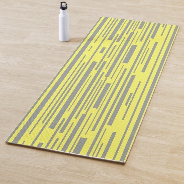 Moderne graue und gelbe Streifen Yogamatte (Beispiel)