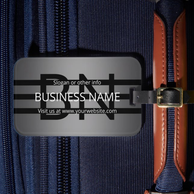 Moderne graue und horizontale schwarze Streifen Gepäckanhänger (Vorderseite Insitu 4)