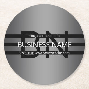 Moderne graue und horizontale schwarze Streifen Runder Pappuntersetzer