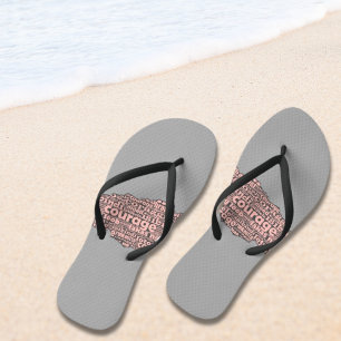 Moderne graue und rosafarbene Tornschicht-Leichent Flip Flops
