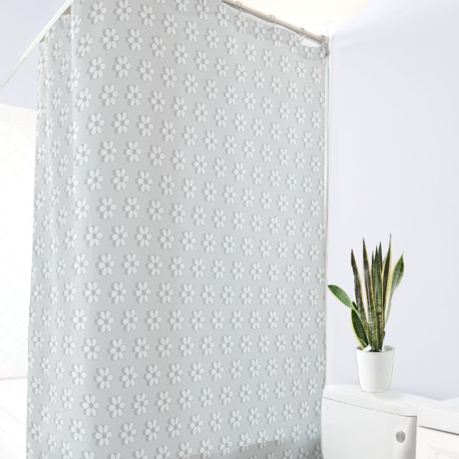 Moderne graue und weiße Blume auf hellgrau Duschvorhang (Von Creator hochgeladen)