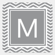 Moderne graue und weiße Chevronen mit Monogramm