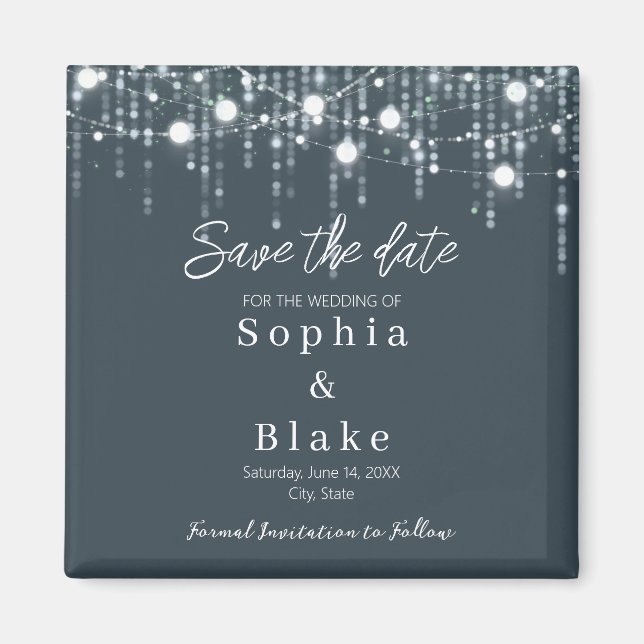 Moderne graue und weiße Hangleuchten Save the Date Magnet (Vorne)