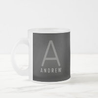 Moderne graue und weiße Mit Monogramm-Kaffee-Tasse