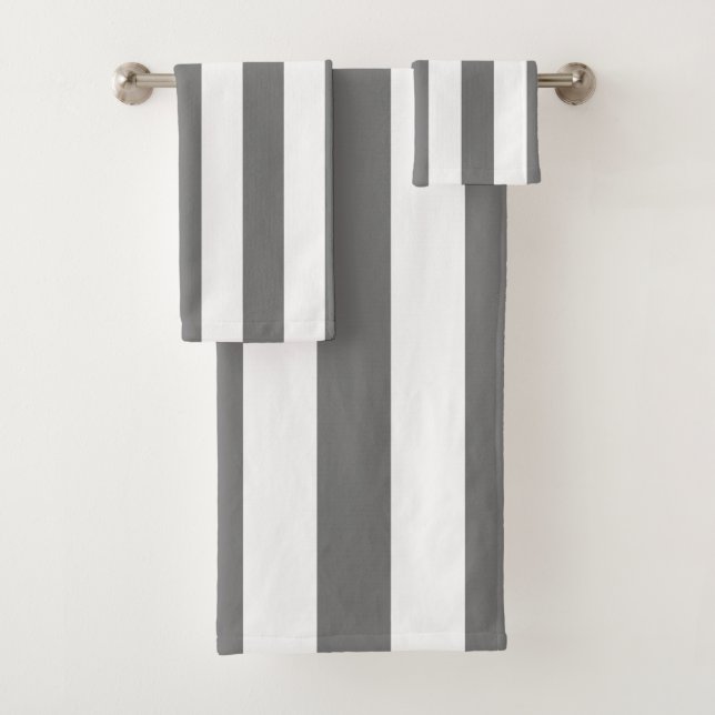 Moderne, graue und weiße Streifen Minimalistisch Badhandtuch Set (Insitu)