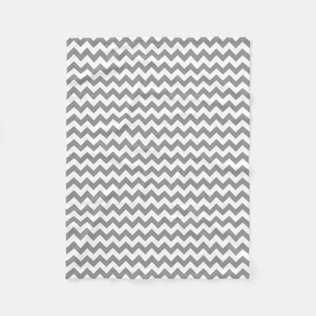 Moderne, graue und weiße Zickzack Zigzag Fleecedecke (Vorderseite)