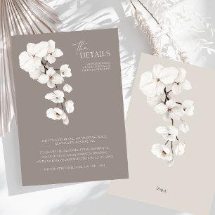Moderne graue weiß orchid Hochzeitdetails Begleitkarte