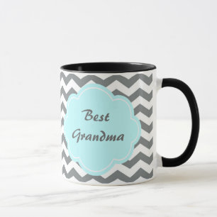 moderne graue, weiße Zickzack Opma Tasse
