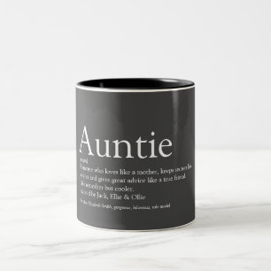 Moderne Graue Welt ist die beste Tante-Tante-Defin Zweifarbige Tasse