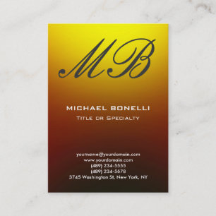 Moderne, graugelbe, monogramm-Visitenkarte Visitenkarte