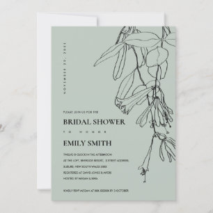 MODERNE GRAULINE ZEICHNEND FLORAL BRAUTPARTY CARD DANKESKARTE