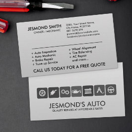 Moderne Graustufen Mechanische Autos Reparatur mit Visitenkarte