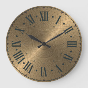 Moderne gravierte goldene Metall-Scheibe abstrakte Große Wanduhr