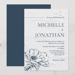 Moderne Gray Blue Einfache Rose Christliche Hochze Einladung