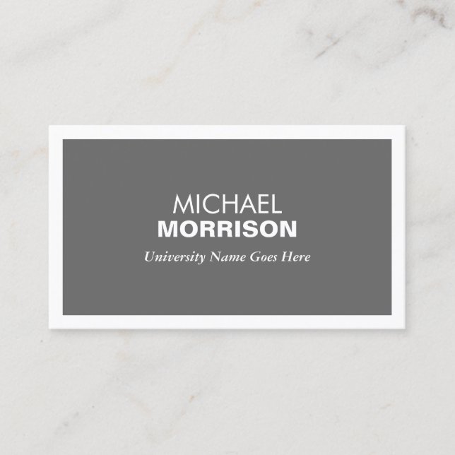 MODERNE GRAY BUSINESS CARD FÜR UNI STUDENTEN TELEFONNUMMERKARTE (Vorderseite)