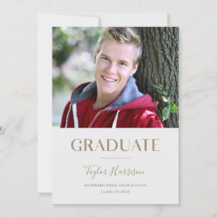 Moderne Gray & Gold 1-Foto 2023 Graduation Party Einladung