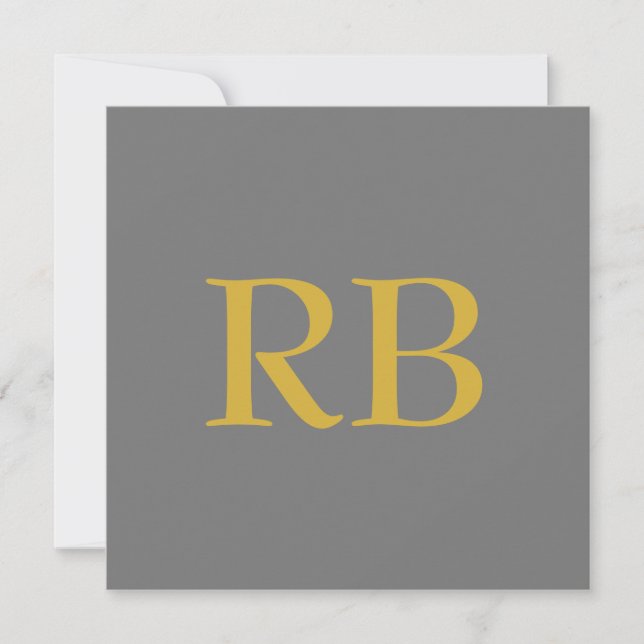 Moderne Gray Gold Color Monogram Initials (Vorderseite)
