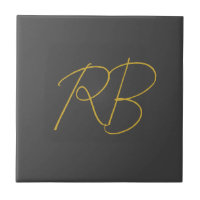 Moderne Gray Gold Color Monogram Initials