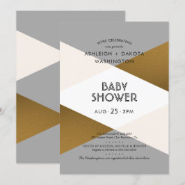 Moderne Gray & Gold Geometric Baby Dusche Einladung