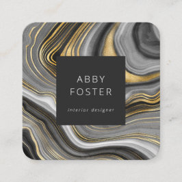 Moderne Gray Gold Marble Designer Business Card Quadratische Visitenkarte