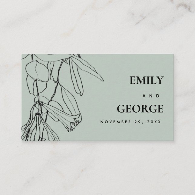 MODERNE GRAY LINE ZEICHNEND WEBSITE "FLORAL WEDING VISITENKARTE (Vorderseite)