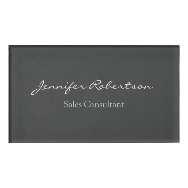 Moderne Gray Misty Rose Schlicht einzigartig Namenschild (Vorderseite)