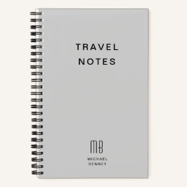 Moderne Gray Monogram Travel Notizbuch
