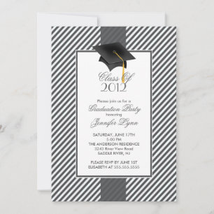 Moderne Gray Stripe Graduation Party Einladung