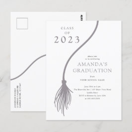 Moderne Gray Tassel Graduation Party Postcard Postkarte