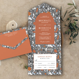 Moderne Gray Terrazzo All In One Einladung