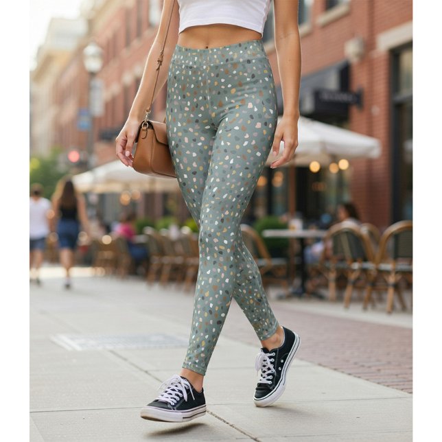 Moderne Gray Terrazzo Muster Leggings (Von Creator hochgeladen)