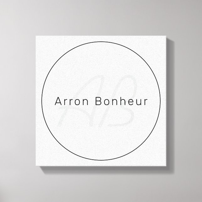 Moderne Grays & Black | Cooler Name und Monogramm Leinwanddruck (Vorderseite)