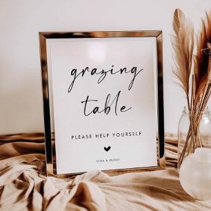 Moderne Grazing-Tisch-Beschilderung für Hochzeiten Poster