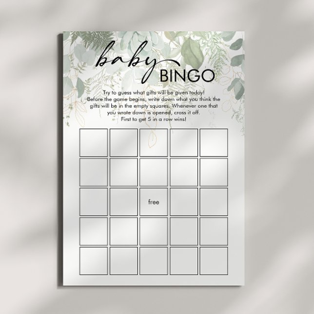 Moderne Green Baby Shower Baby Bingo Card Einladung (Von Creator hochgeladen)