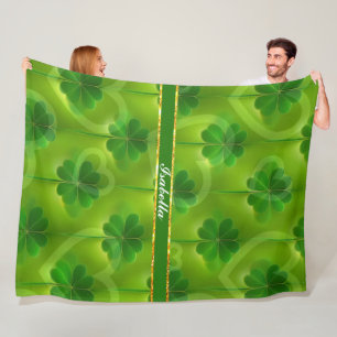 Moderne Green Clover 4 Lists Fleecedecke