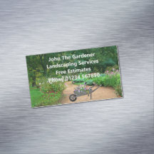 Moderne Green Floral Magnetic Business Card