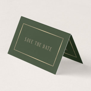 Moderne Green & Gold Foto Save the Date Card Visitenkarten