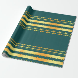 Moderne Green Gold Luxus Linen Texture Collection Geschenkpapier