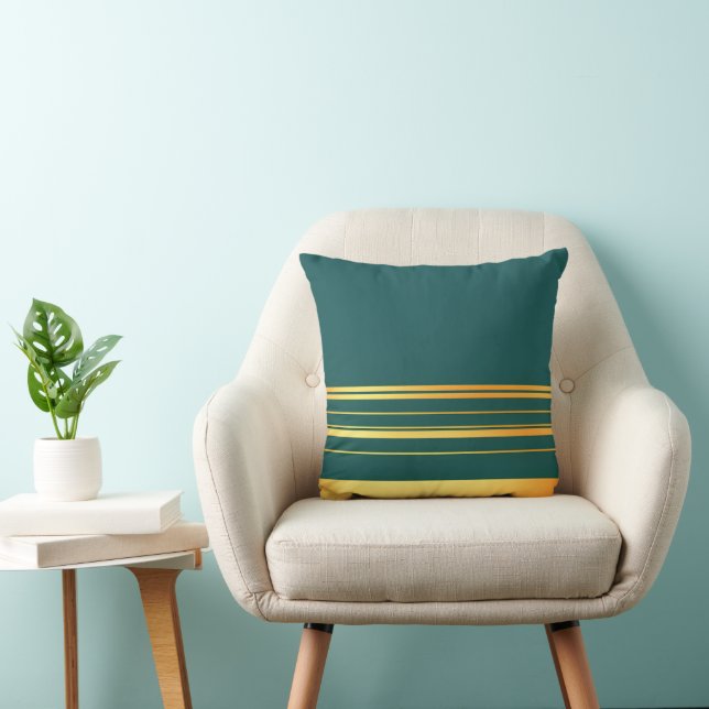 Moderne Green Gold Luxus Linen Texture Collection Kissen (Stuhl )