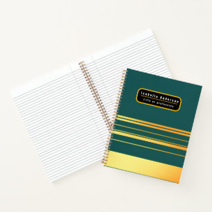Moderne Green Gold Luxus Linen Texture Collection Notizbuch