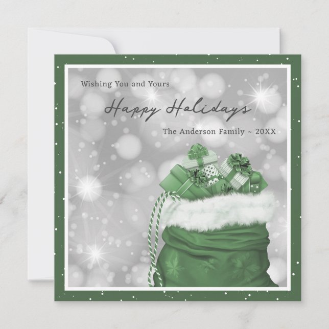 Moderne Green Happy Holidays Card Feiertagskarte (Vorderseite)