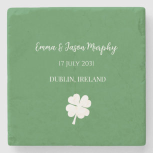 Moderne Green Irish Vierblättriges Kleeblatt Gastg Steinuntersetzer