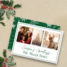 Moderne Green Line Flat Holiday Foto Card