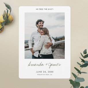 Moderne Green Script Foto Hochzeitskarte Save The Date