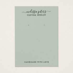 Moderne Green Script Juwelier Earring Display Card