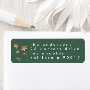 Moderne Green Starry Holiday Rücksendeadresse
