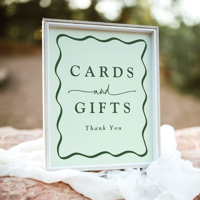 Moderne Green Wavy Frame Cards und Geschenke Poster (Von Creator hochgeladen)